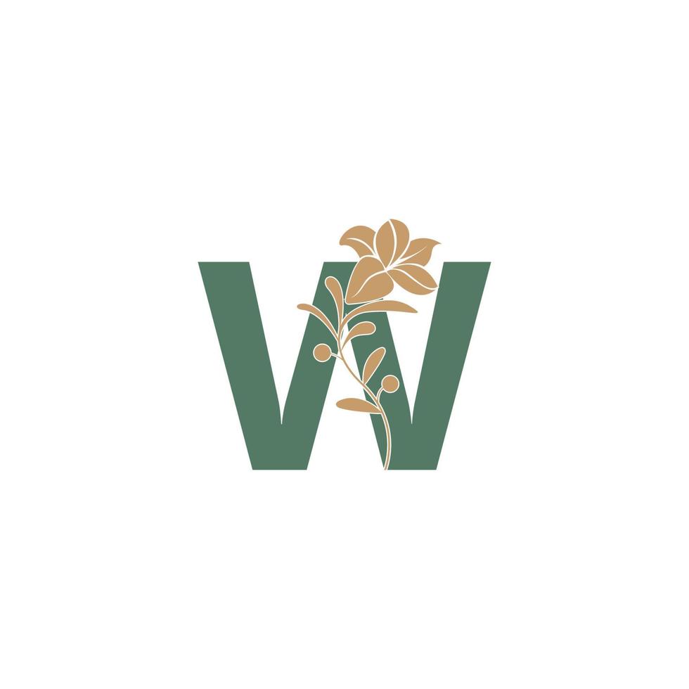 icône de lettre w avec modèle d'illustration de beauté de lys vecteur