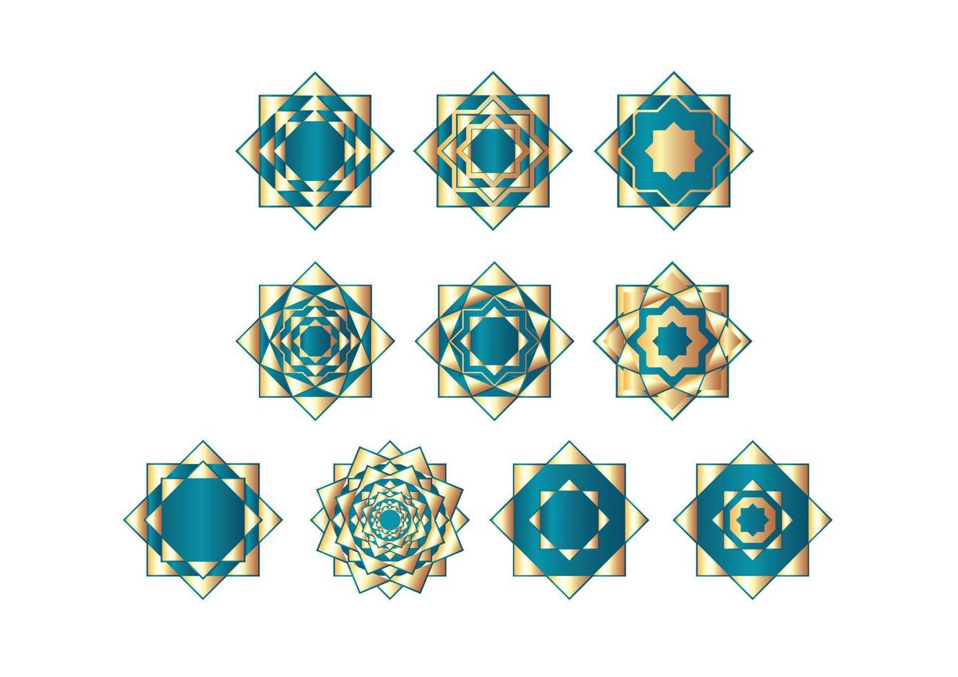 ensemble de concept islamique de mandala vecteur