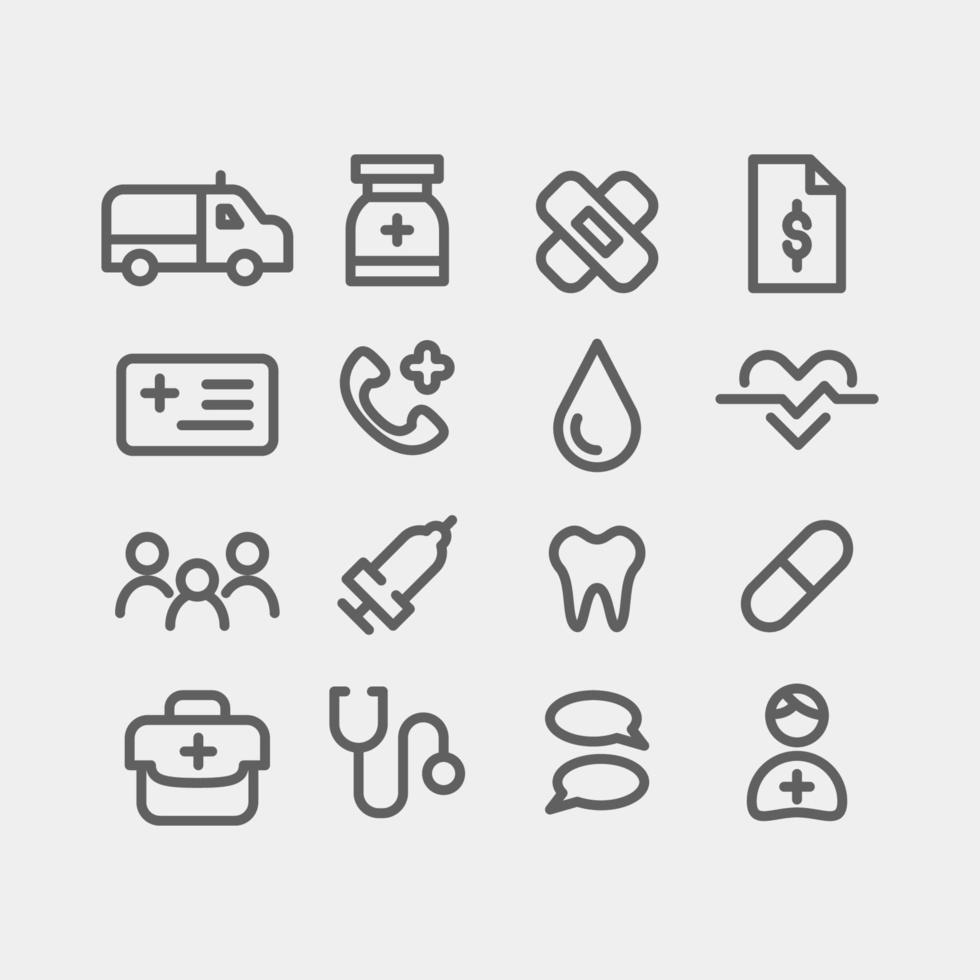 collection d'icônes de médecine vecteur