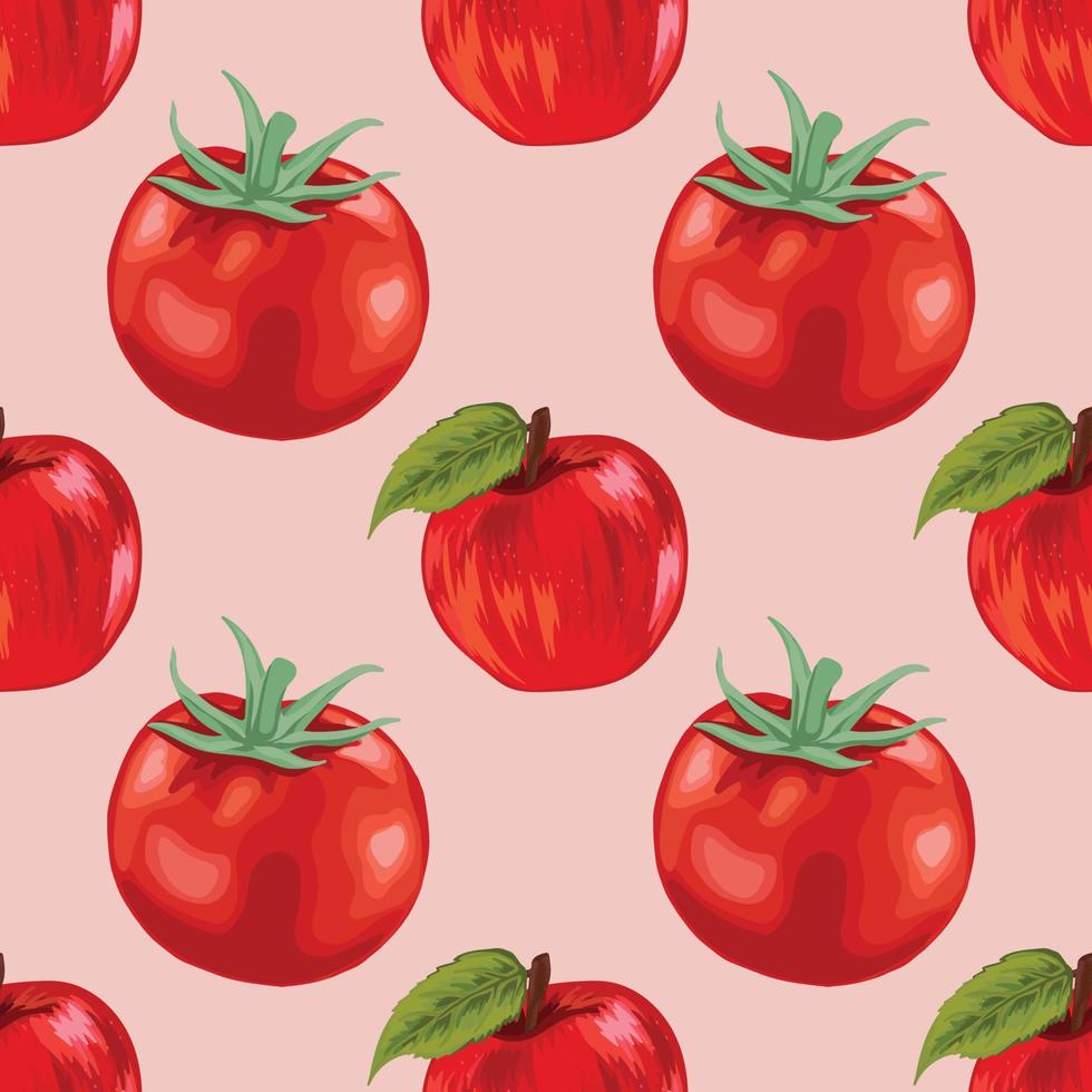 conception de modèle sans couture de tomate rouge et pomme vecteur