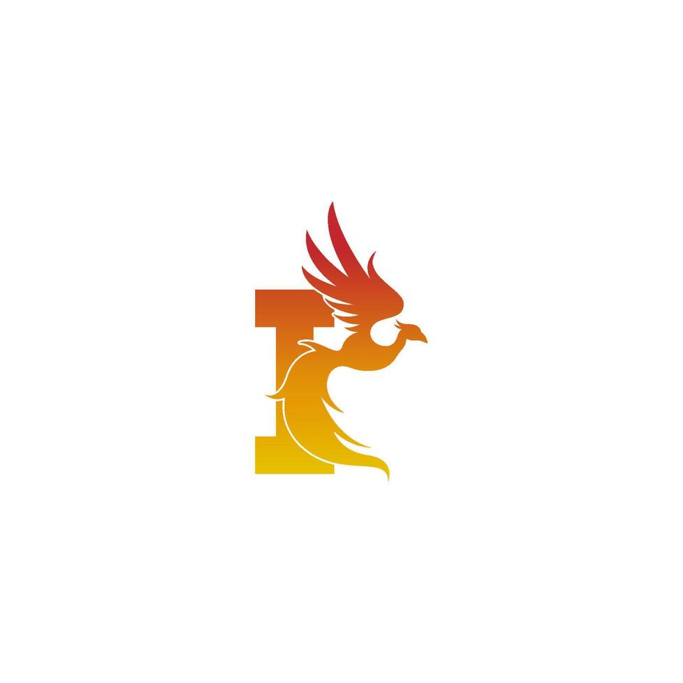 icône de la lettre i avec le modèle de conception de logo phoenix vecteur