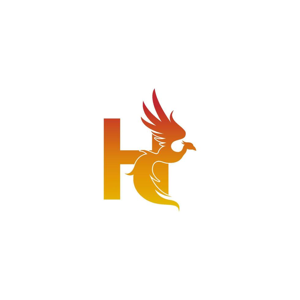 icône de la lettre h avec le modèle de conception de logo phoenix vecteur