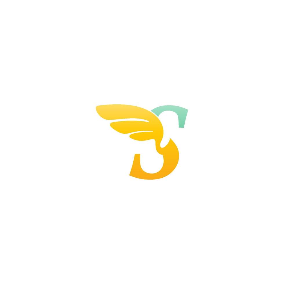 lettre s logo icône illustration avec des ailes vecteur