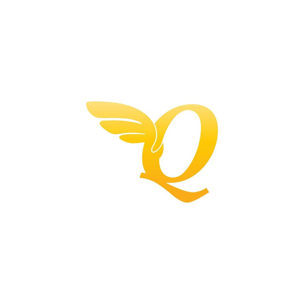 lettre q logo icône illustration avec des ailes vecteur