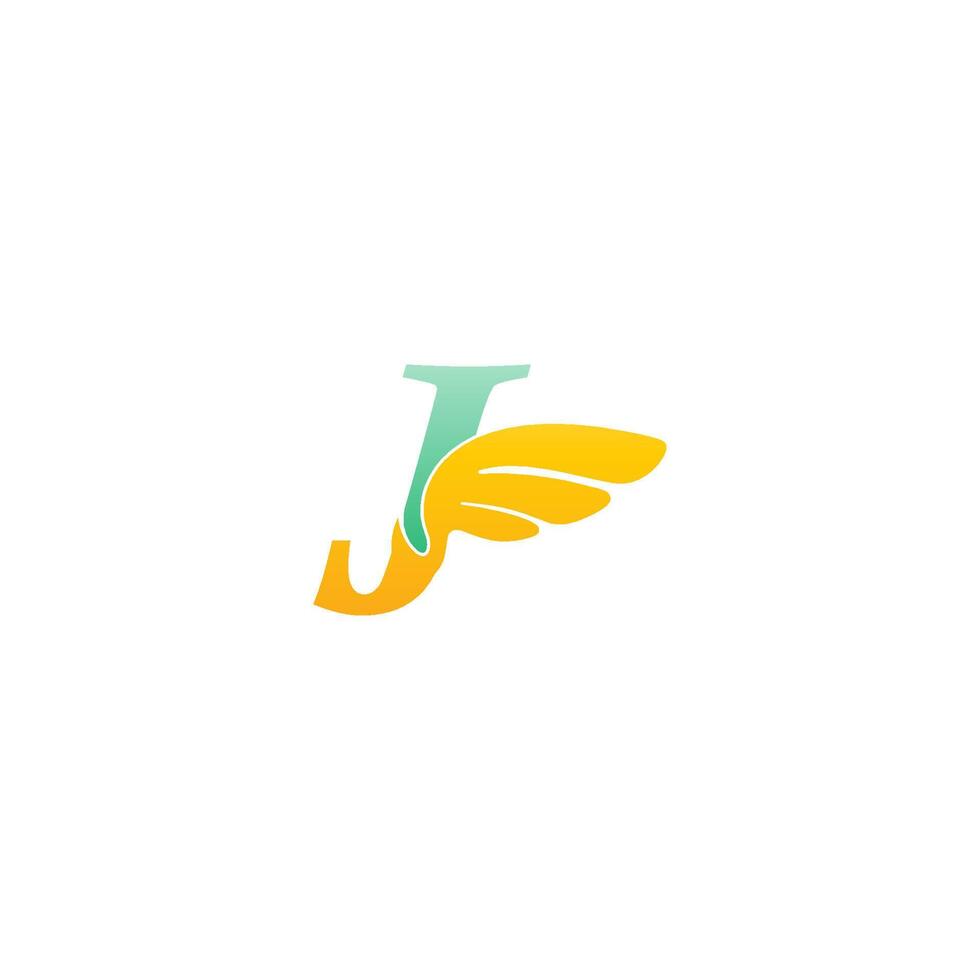 lettre j logo icône illustration avec des ailes vecteur
