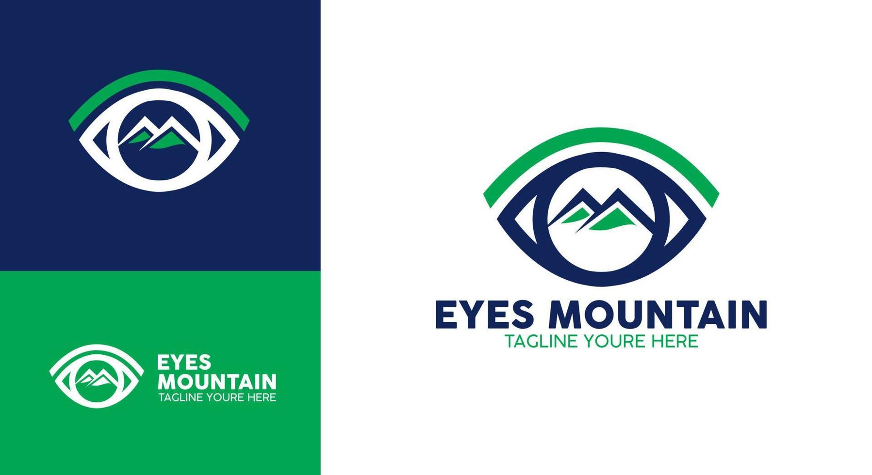 modèle de logo d'oeil de montagne, logo d'oeil aventureux. vecteur