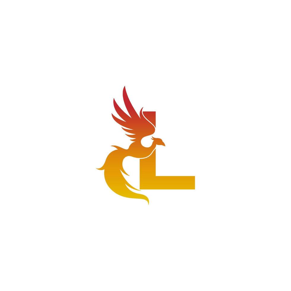 icône de la lettre l avec le modèle de conception de logo phoenix vecteur