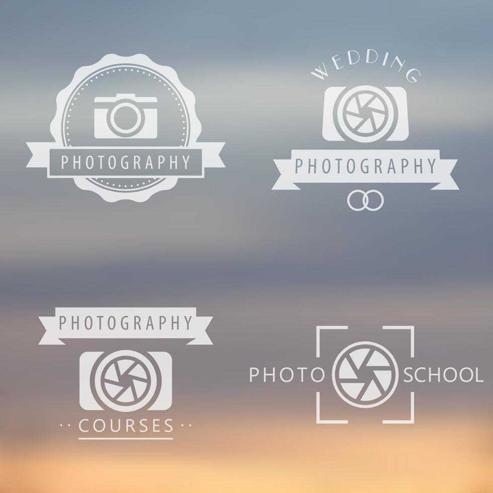 photographie, cours, école photo, logo photographe, emblèmes, signes, badges, illustration vectorielle vecteur