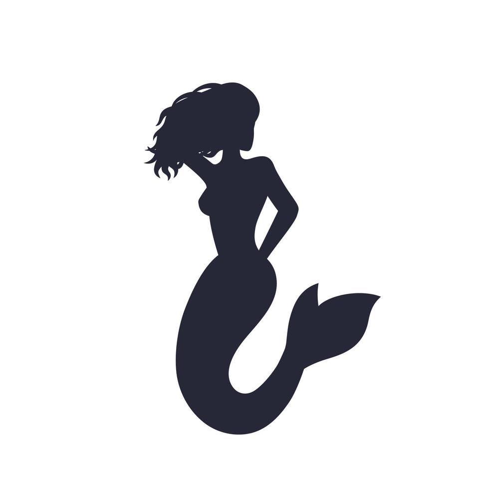 sirène, silhouette de femme de mer, vecteur