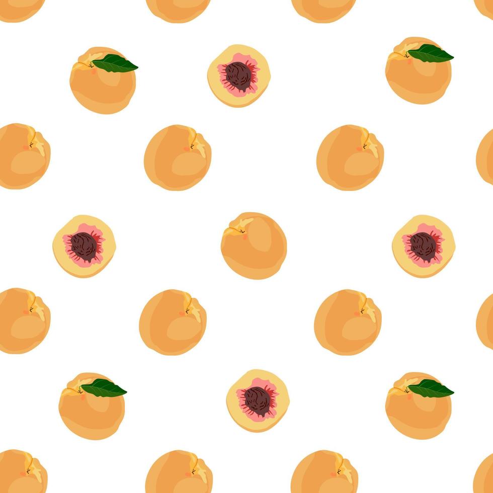 pêches mûres illustration vectorielle de stock de modèle sans couture. abricot juteux. fruit sucré du sud. le modèle solaire. vecteur