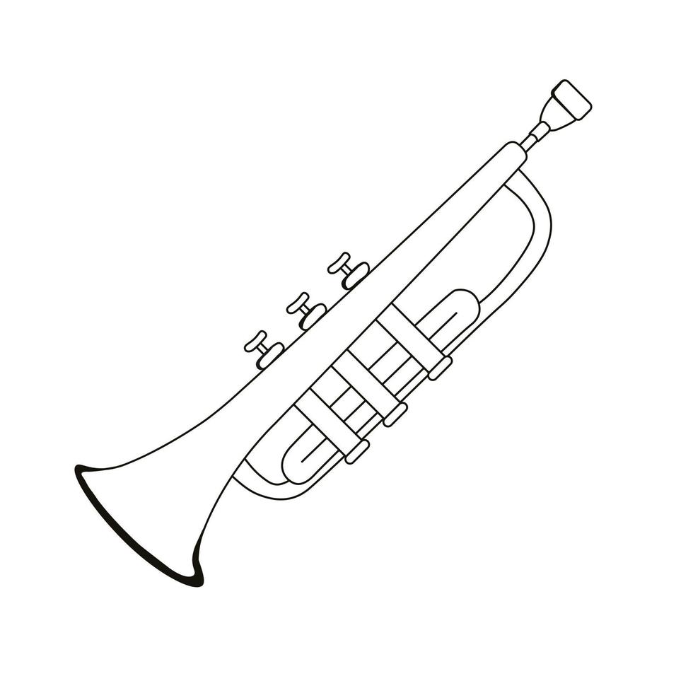 la trompette est un instrument de musique. klaxon. trombone. illustration de stock de vecteur. isolé sur fond blanc. vecteur