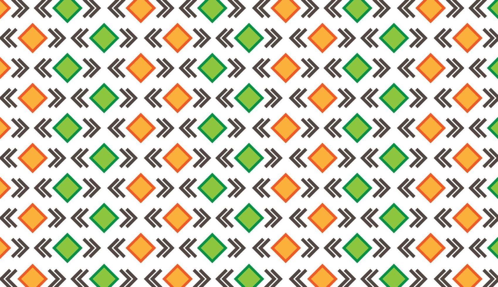 modèle sans couture. motif carré et flèche en vert et orange isolé sur fond blanc. peut être utilisé pour des affiches, des brochures, des cartes postales et d'autres besoins d'impression. illustration vectorielle vecteur