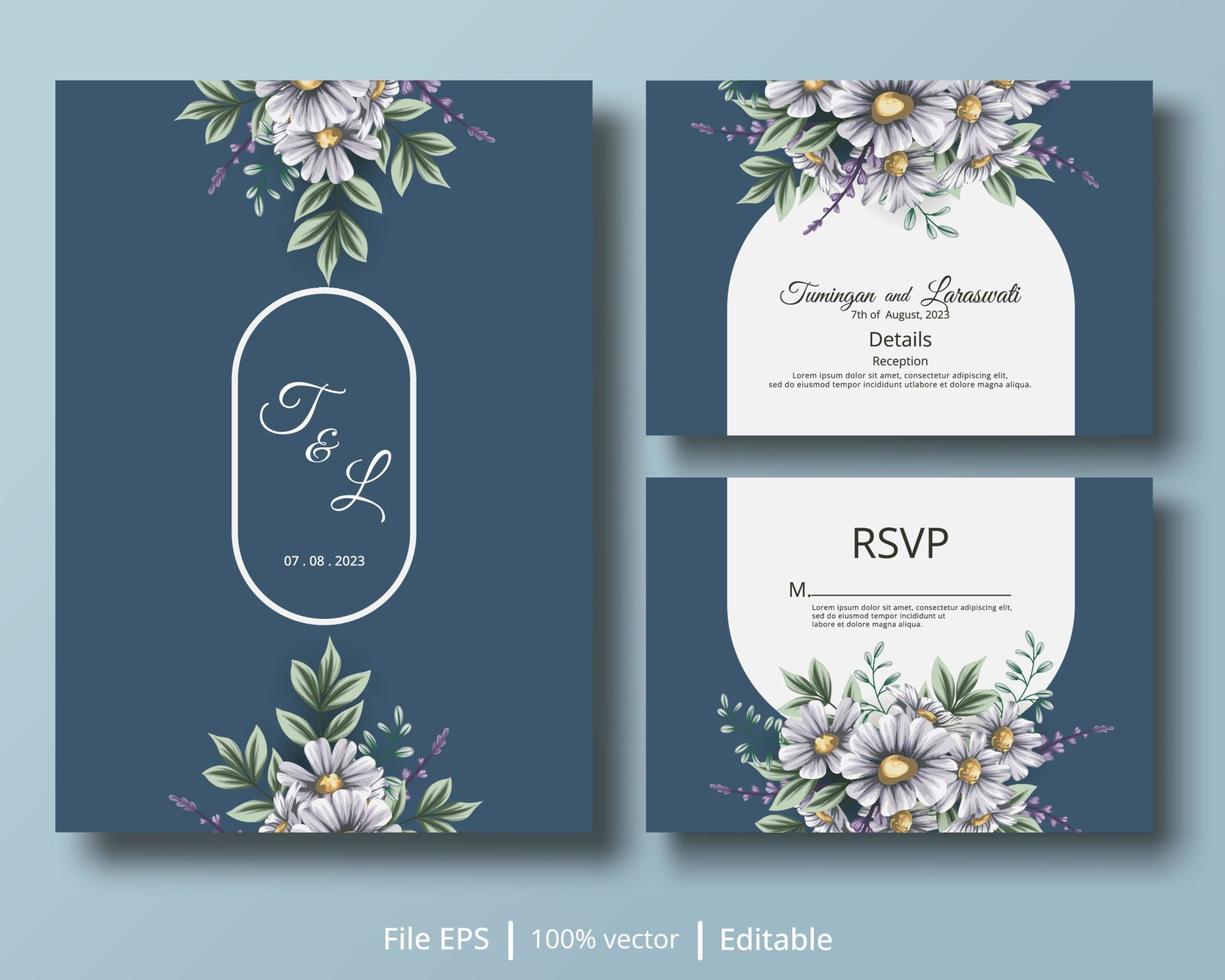 une belle carte d'invitation avec une combinaison de couleurs florales et douces adaptées pour compléter les besoins des conceptions d'invitation de mariage vecteur