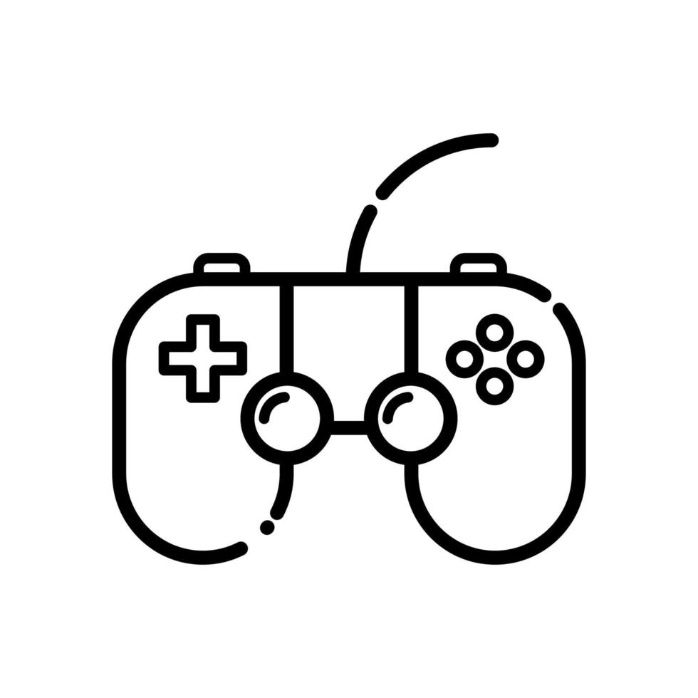 vecteur d'icône de joystick de ligne, illustration de manette de jeu sur fond blanc