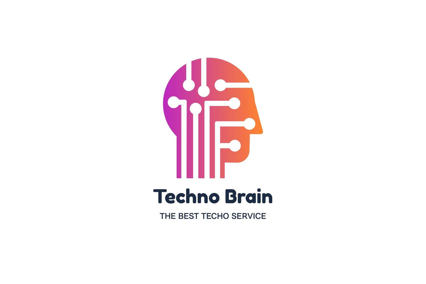 concept de logo de l'espace négatif du cerveau techno vecteur