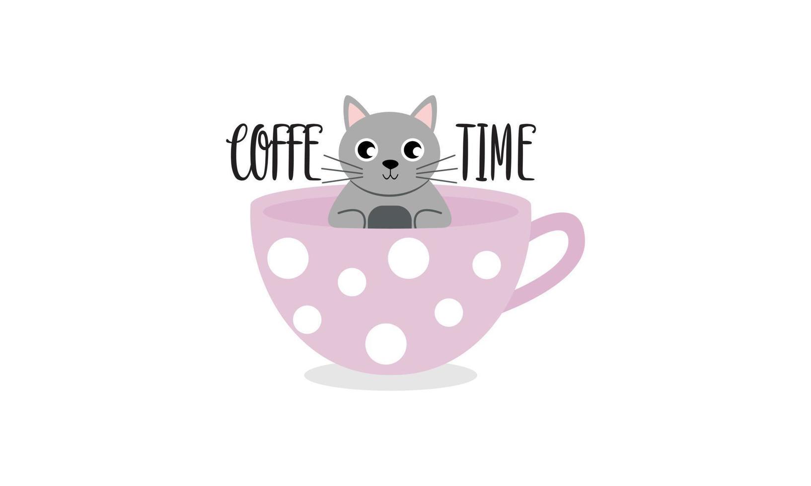 chats et tasses à thé une tasse de thé logo vecteur