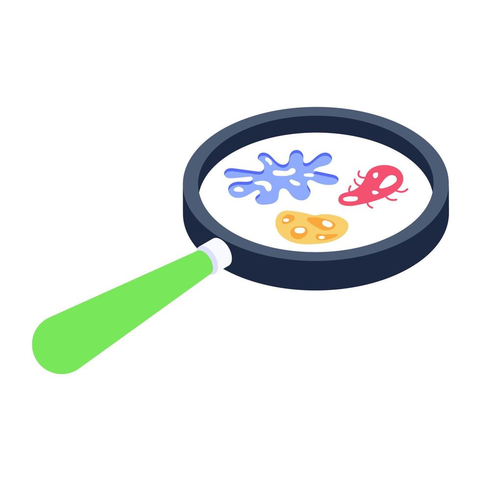 icône de recherche de bactéries, vecteur modifiable de recherche de virus