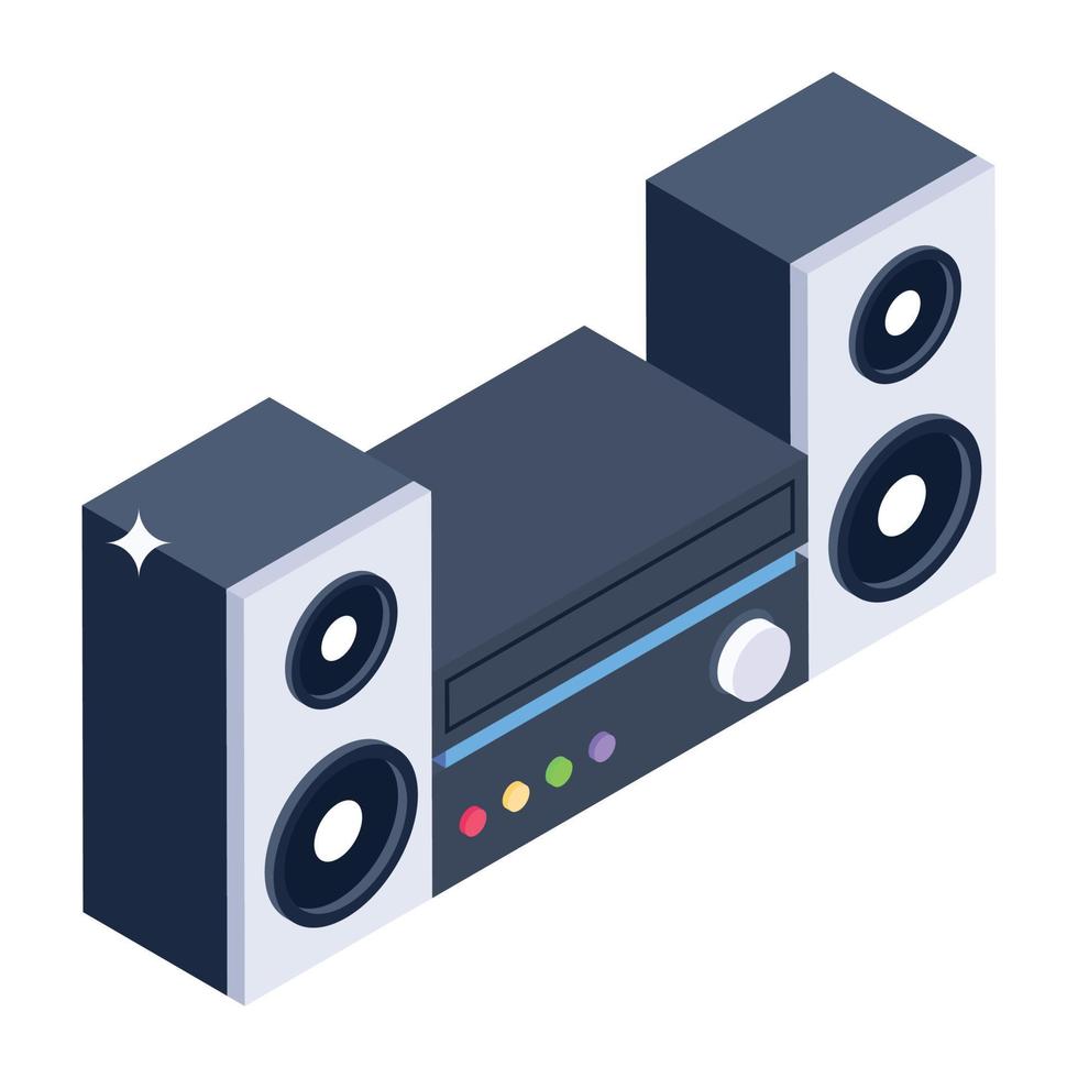 icône isométrique du système audio, vecteur modifiable