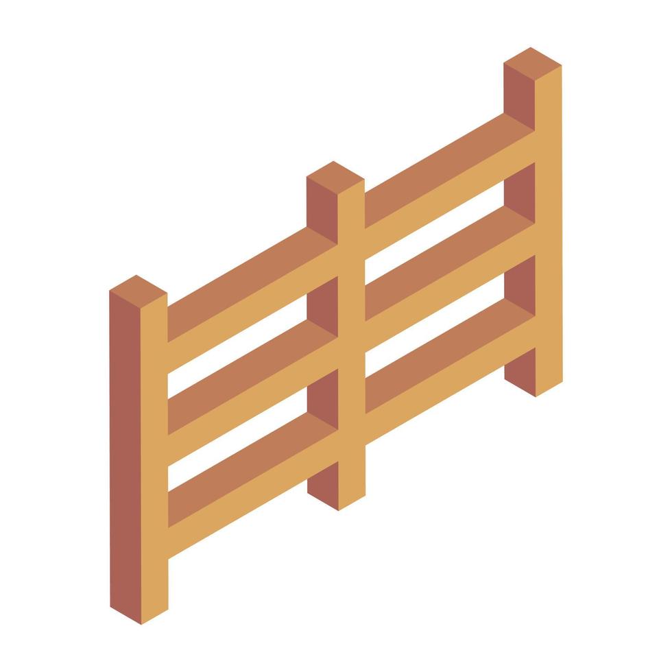 clôture en bois dans un style isométrique moderne vecteur