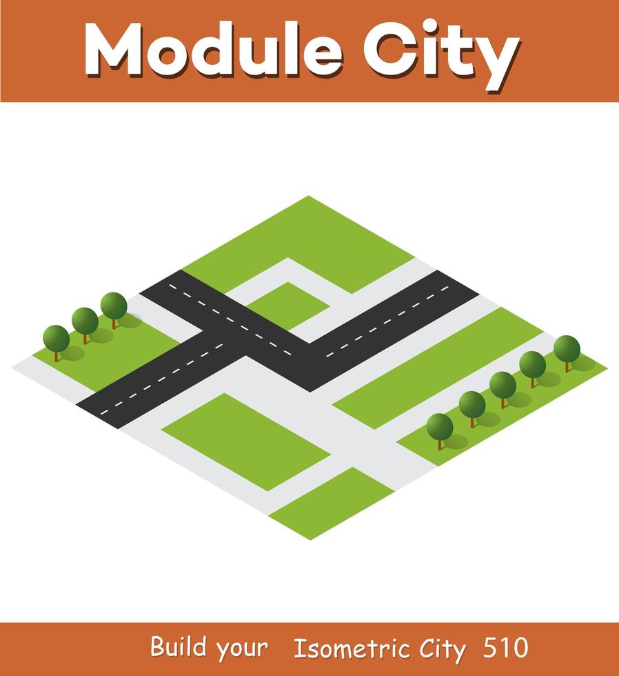 module de bloc 3d isométrique de la partie quartier de la ville vecteur