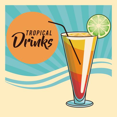 affiche cocktail tropical vecteur