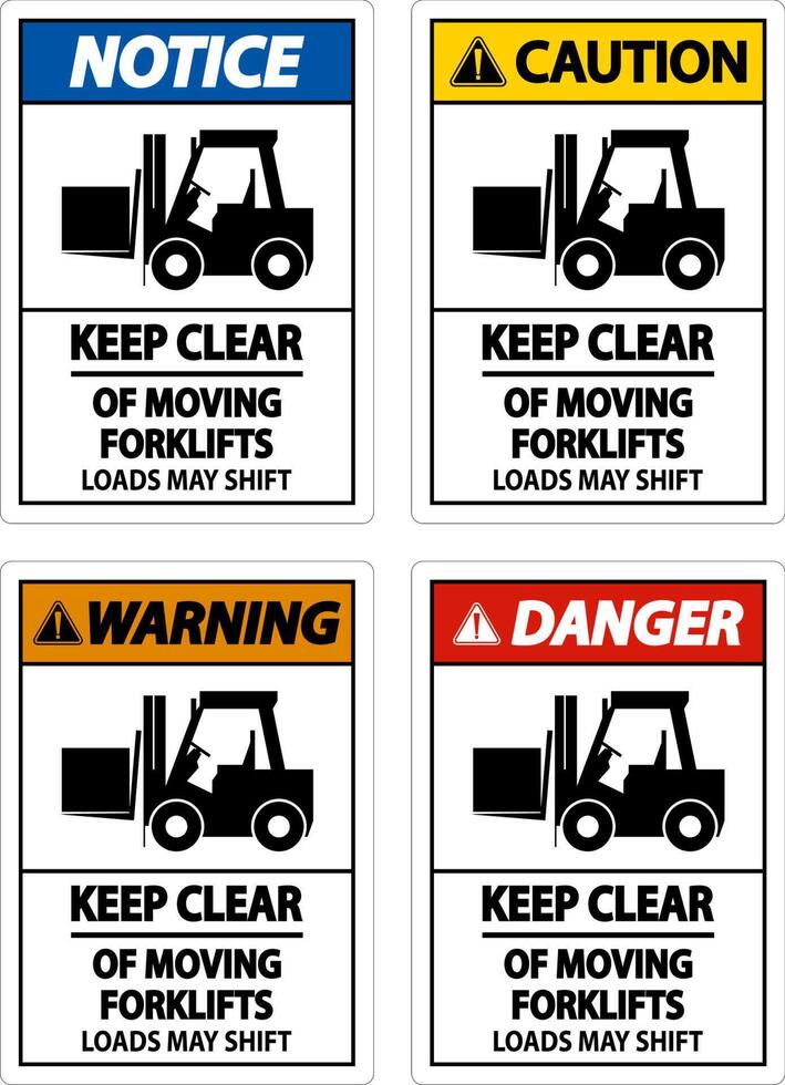 Se tenir à l'écart des chariots élévateurs en mouvement signe sur fond blanc vecteur