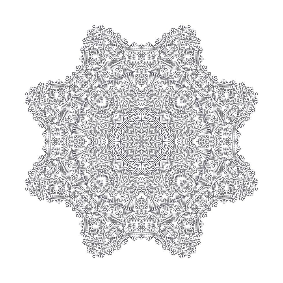 beau vecteur de mandala d'art en ligne