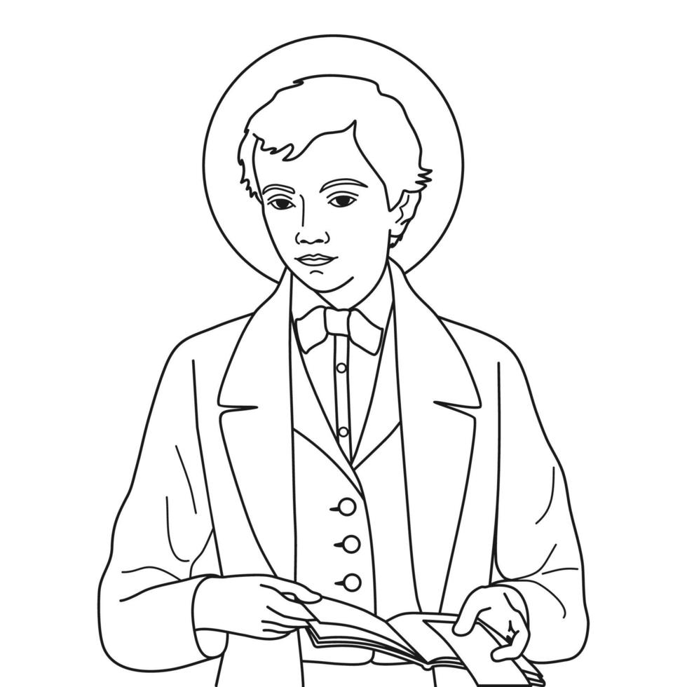 saint dominique savio contour d'illustration vectorielle monochrome vecteur