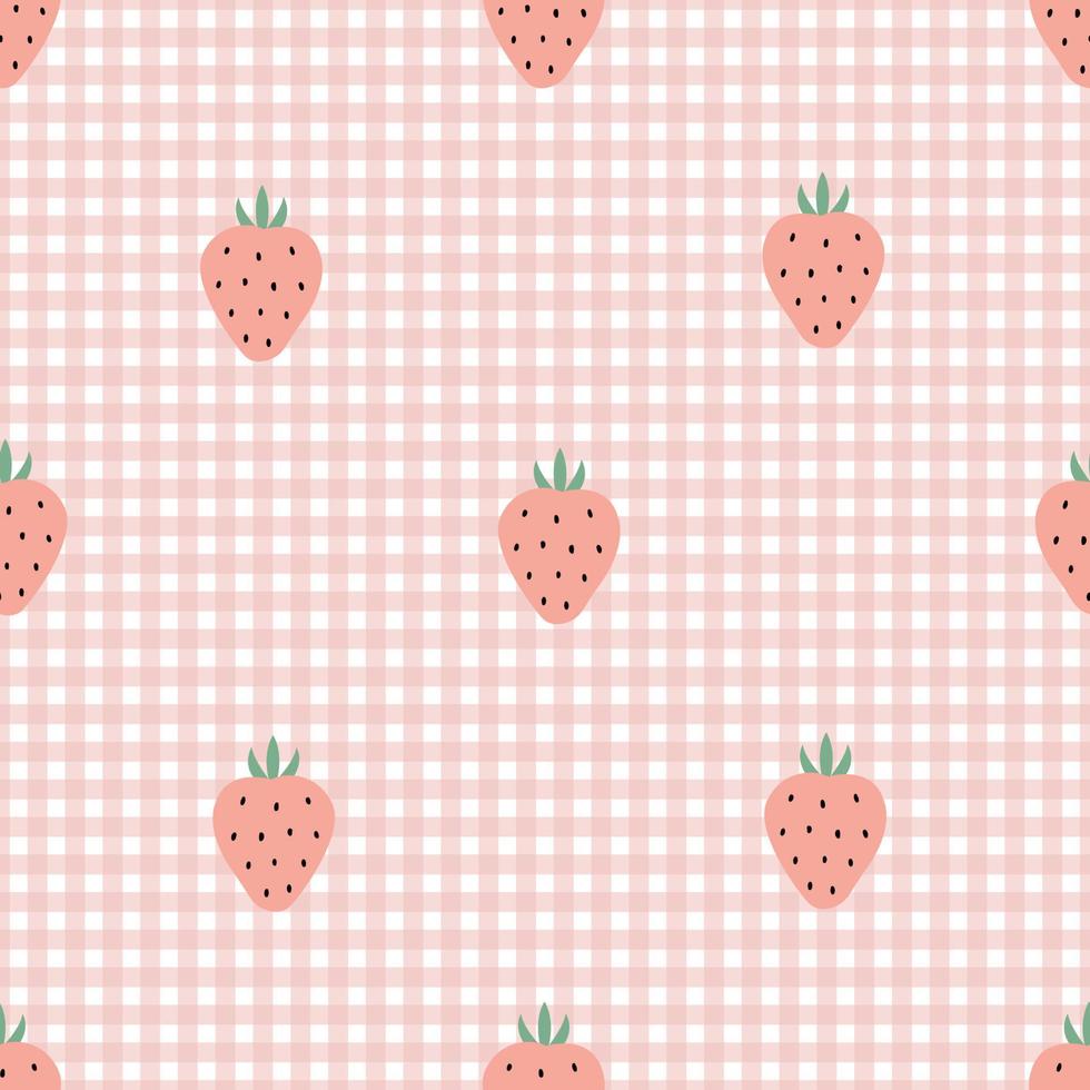 pépinière transparente motif fraise sur fond quadrillé vecteur