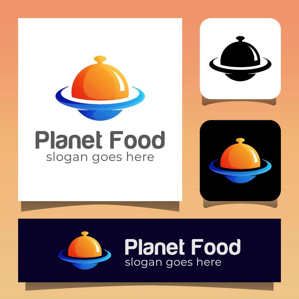 planète de couleur moderne avec création de logo de restaurant alimentaire vecteur