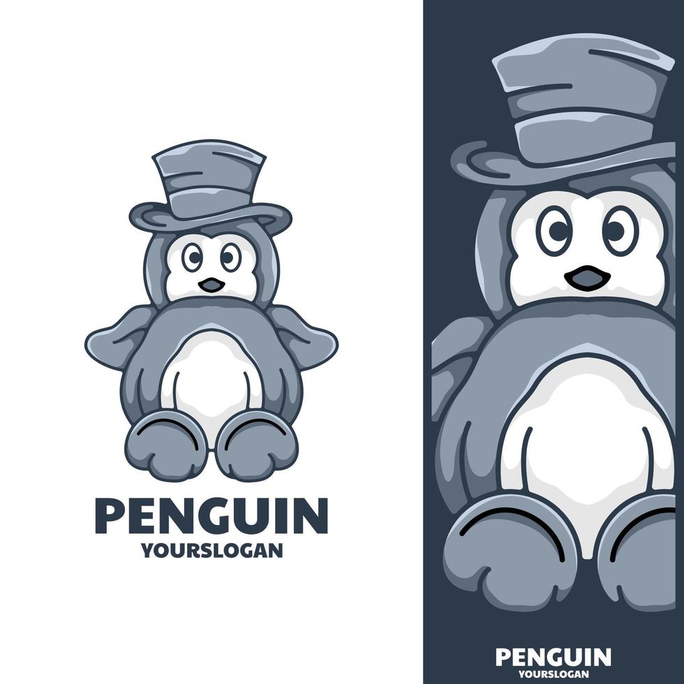 création de logo de chapeau de pingouin mignon vecteur