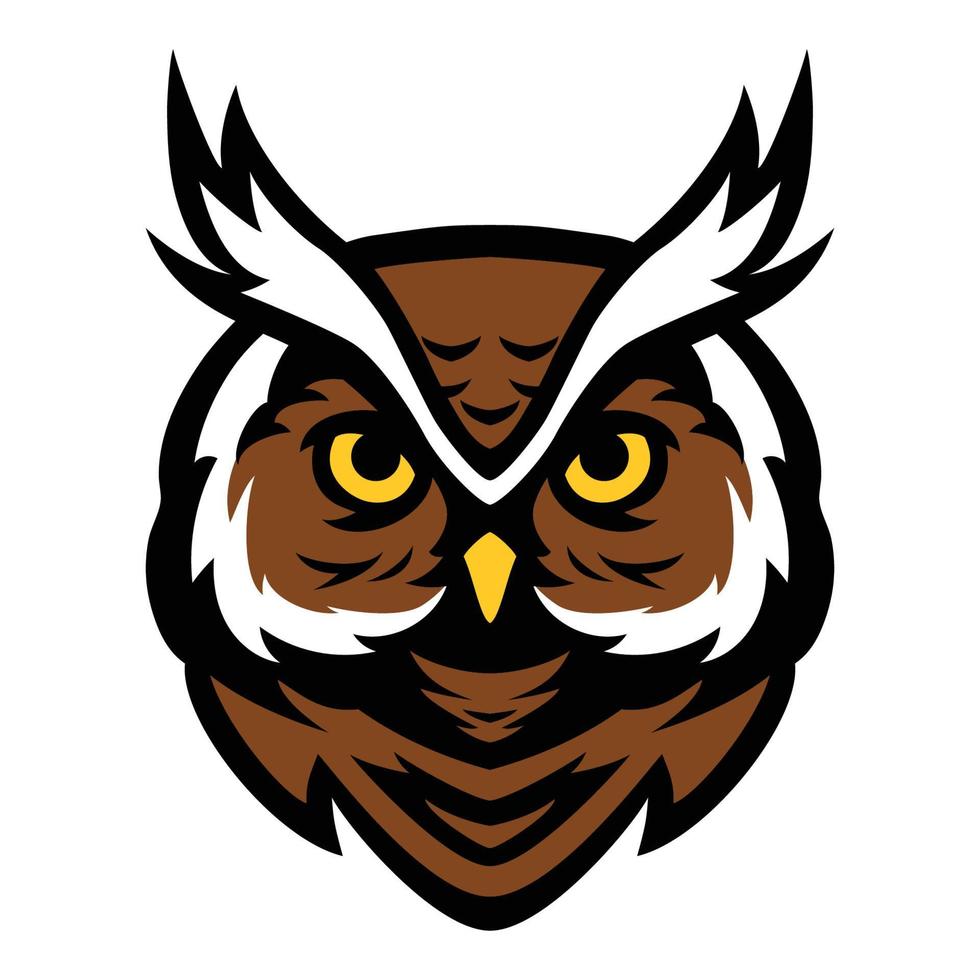 logo art tête de hibou vecteur