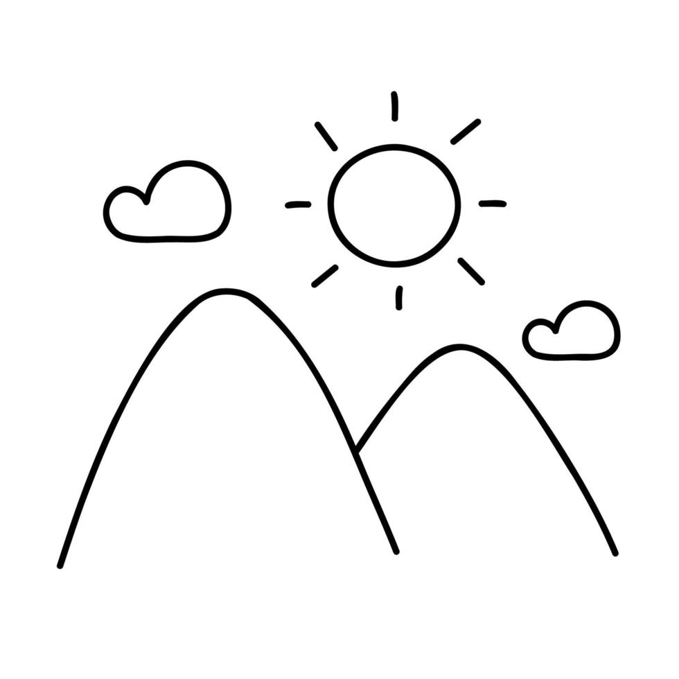 montagne. icône de doodle dessiné à la main. vecteur