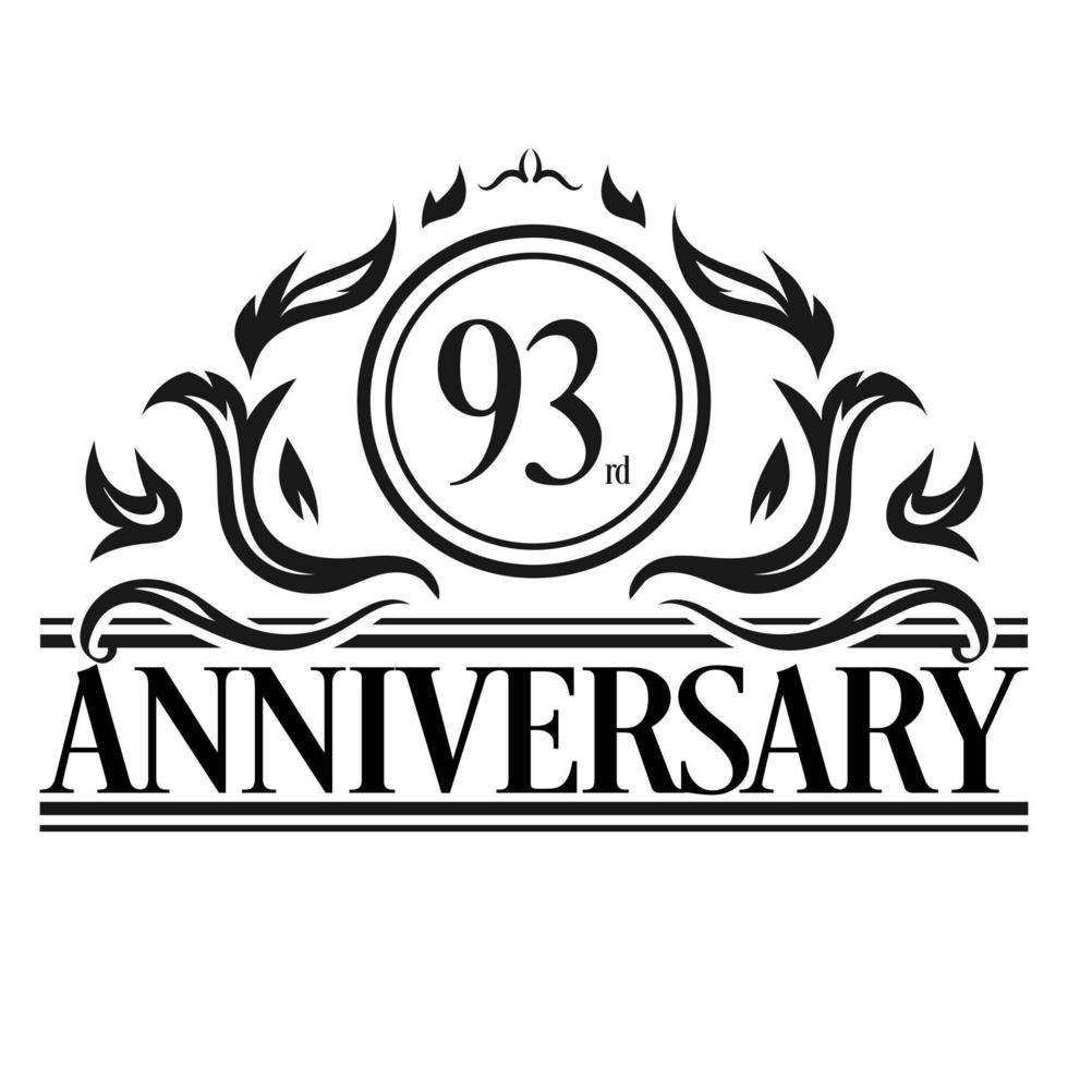 vecteur d'illustration de logo de luxe 93e anniversaire