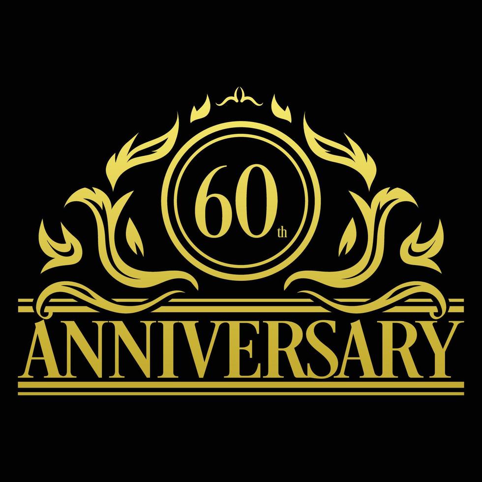 vecteur d'illustration de logo de luxe 60e anniversaire. illustration vectorielle gratuite