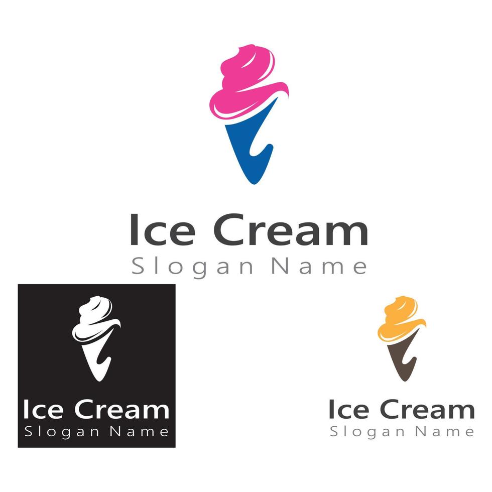 modèle créatif d'art vectoriel de conception de logo de cône de crème glacée