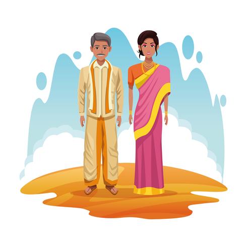 couple indien de dessin animé de l&#39;Inde vecteur