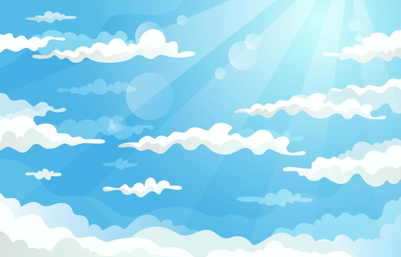 ciel bleu avec fond de nuages vecteur