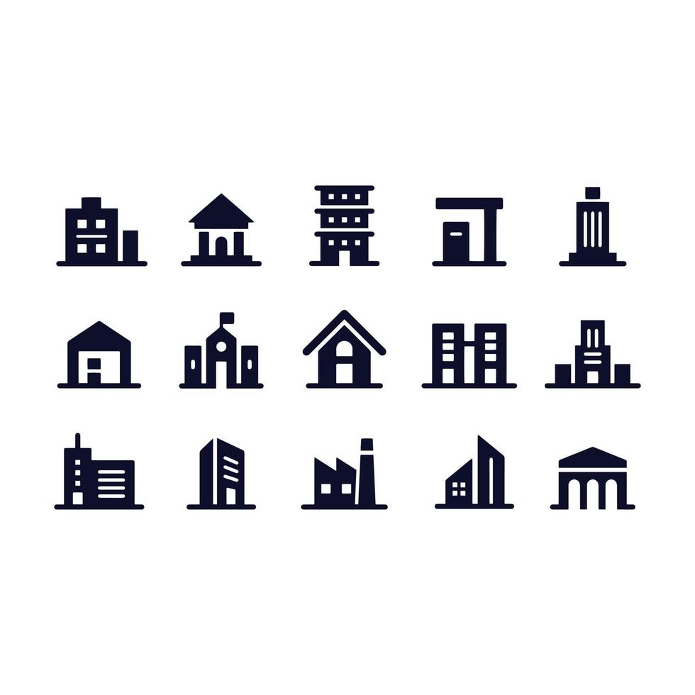 conception de vecteur d'icônes de bâtiments