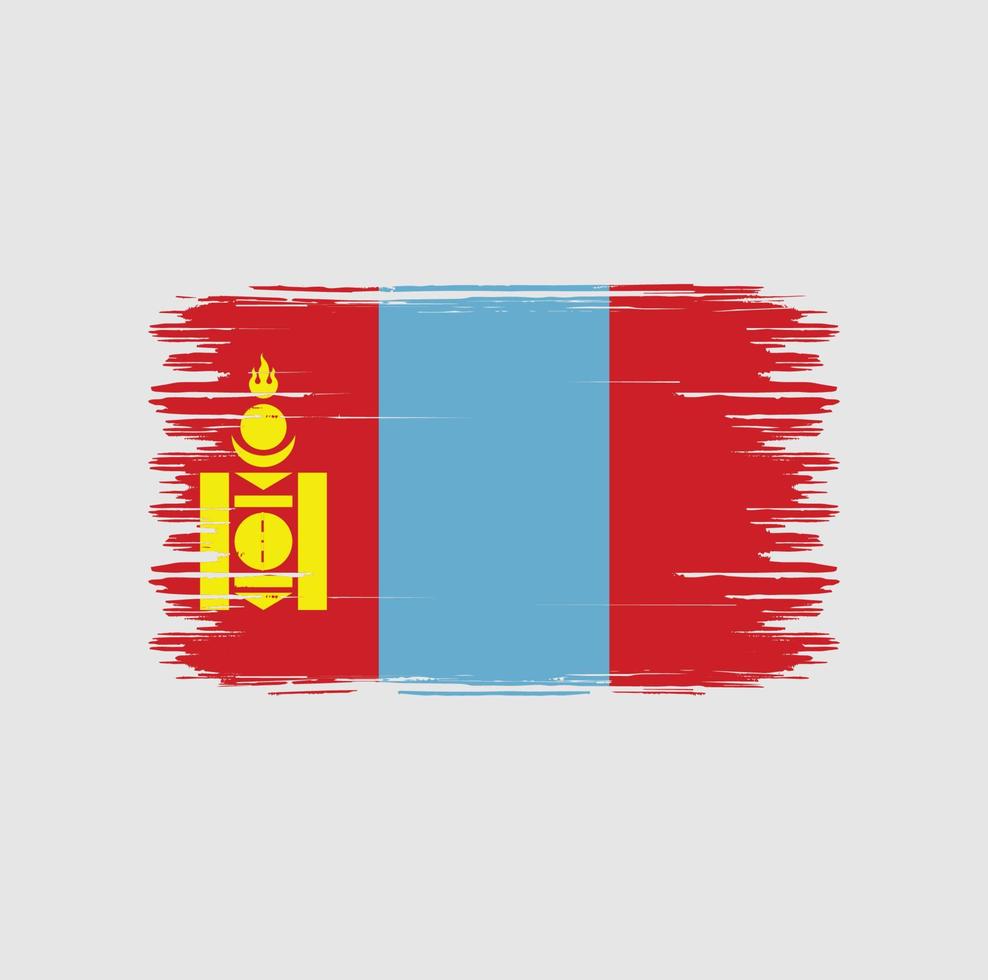 pinceau drapeau mongolie. drapeau national vecteur