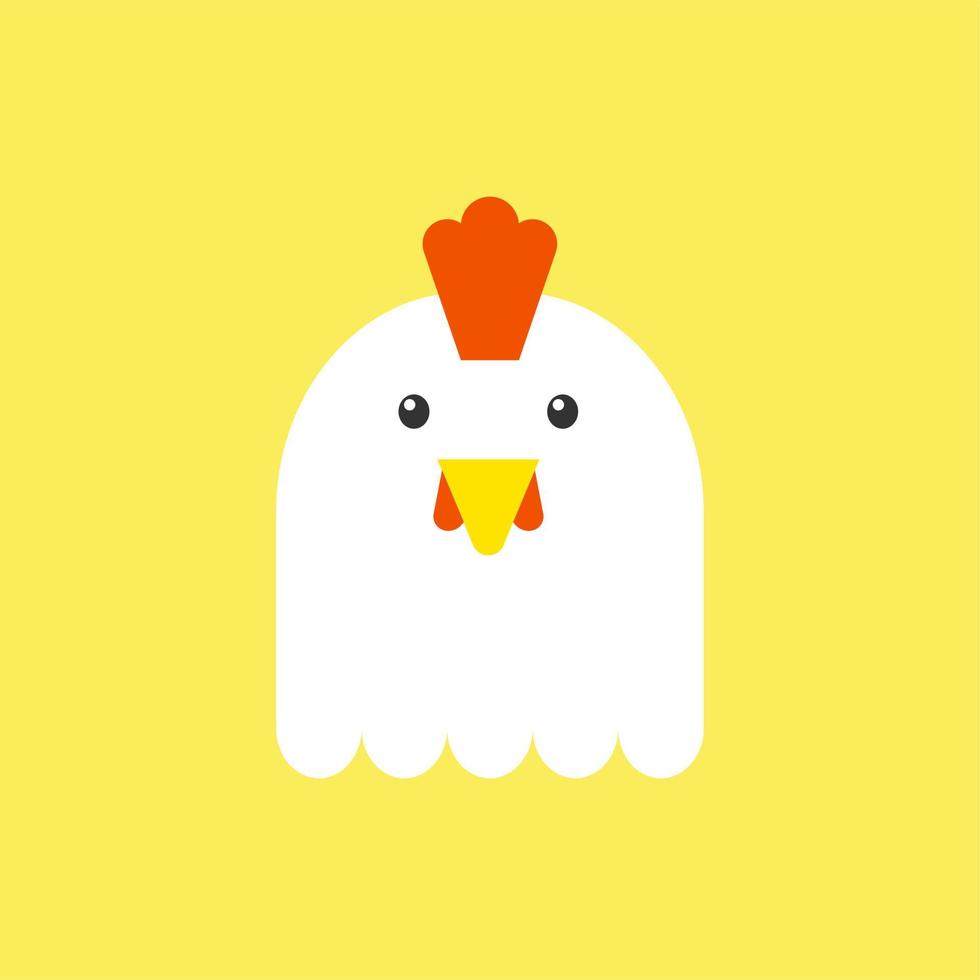 mignon petit poulet isolé sur fond de couleur. ferme d'oiseaux, icône de concept d'animal de volaille, illustration vectorielle et stock vecteur