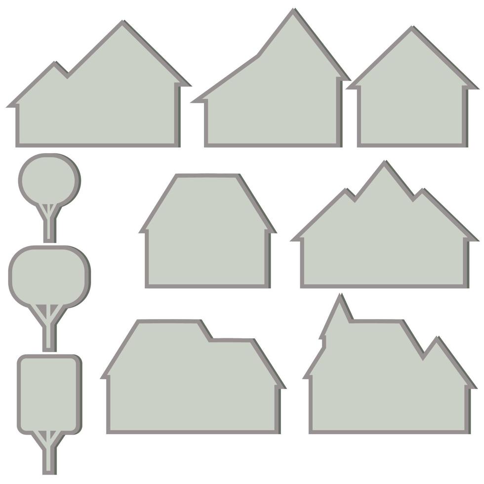 jeu d'icônes maison et arbre isolé sur fond blanc vecteur