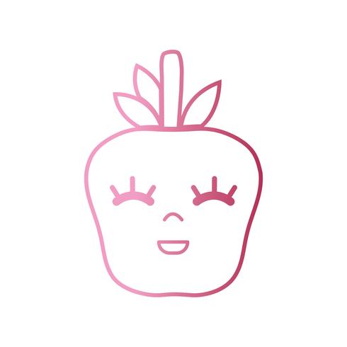 ligne kawaii mignonne pomme heureuse vecteur