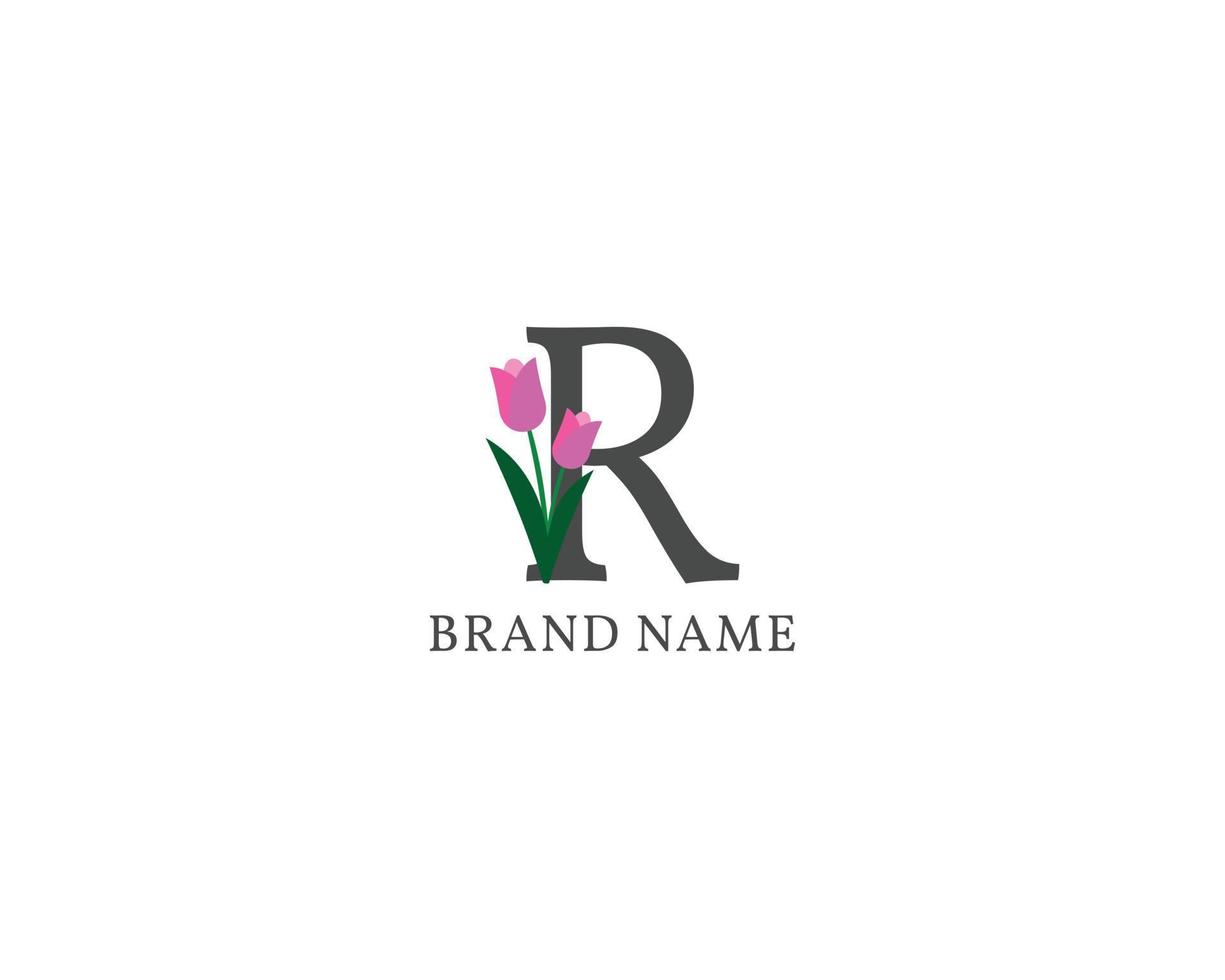 lettre r tulipe alphabet vintage logo vecteur