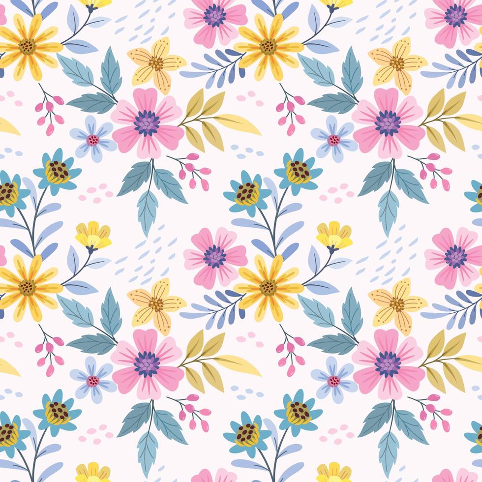 main colorée dessiner un motif sans couture de fleurs. vecteur