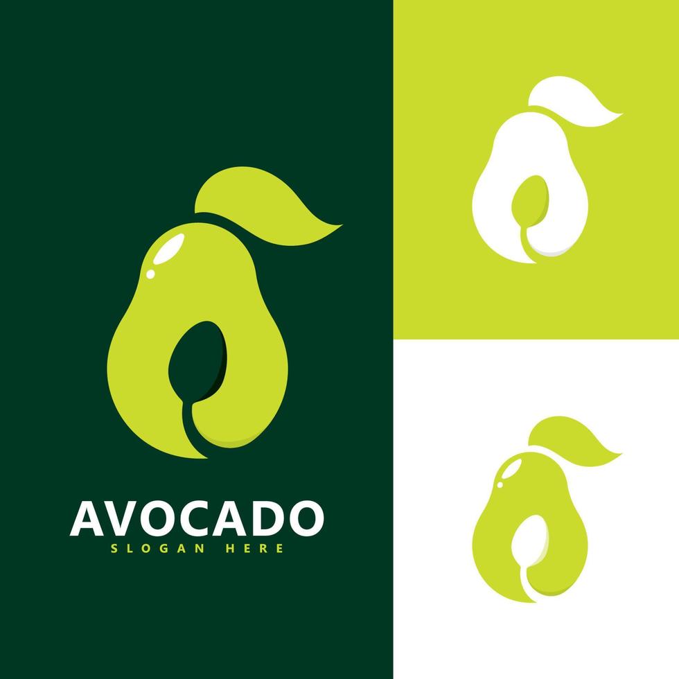 modèle de logo de fruit d'avocat, symboles d'aliments sains vecteur