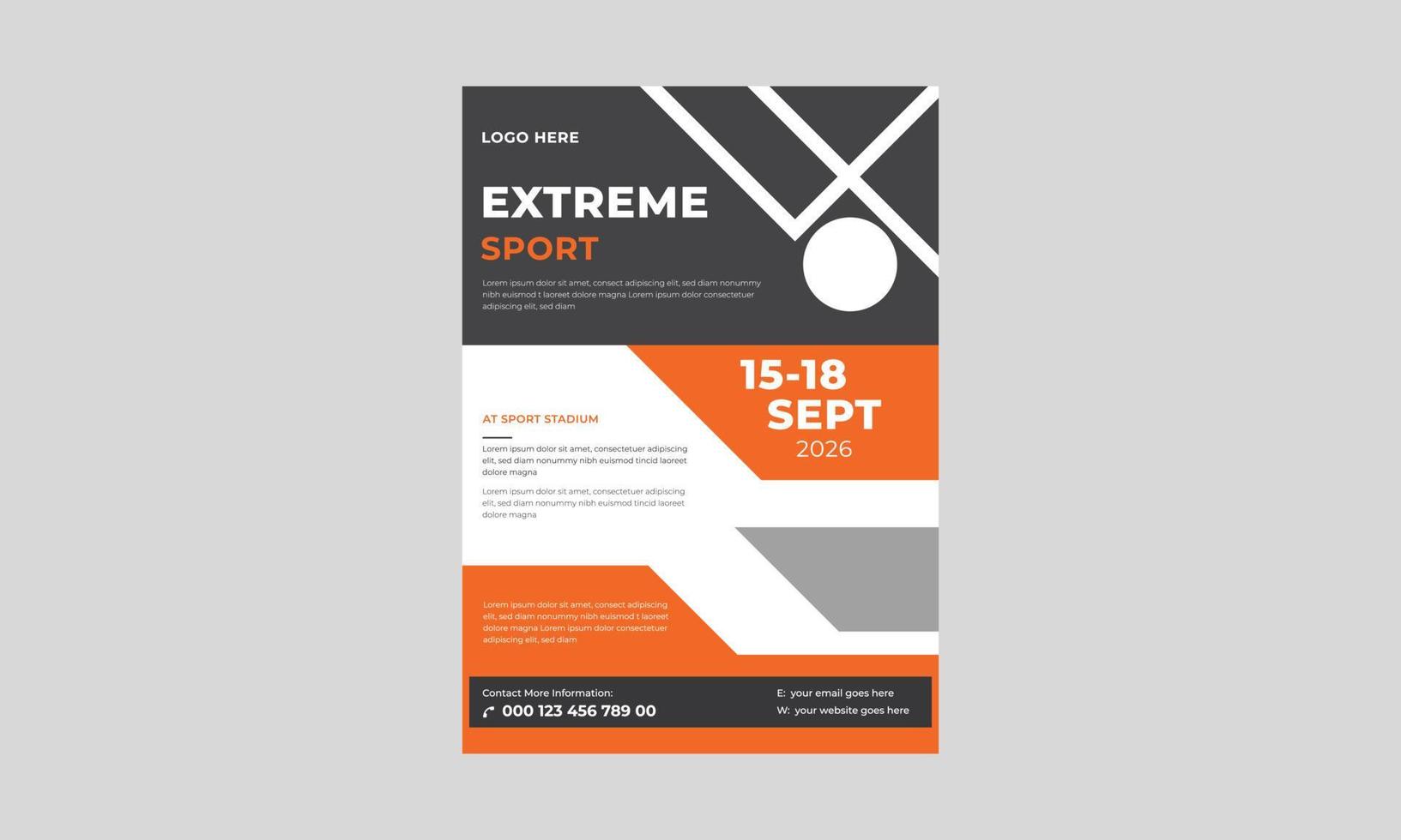 modèle de flyer de sport extrême, conception de modèle d'affiche de mise en page pour un événement sportif, un tournoi ou un flyer de championnat. vecteur