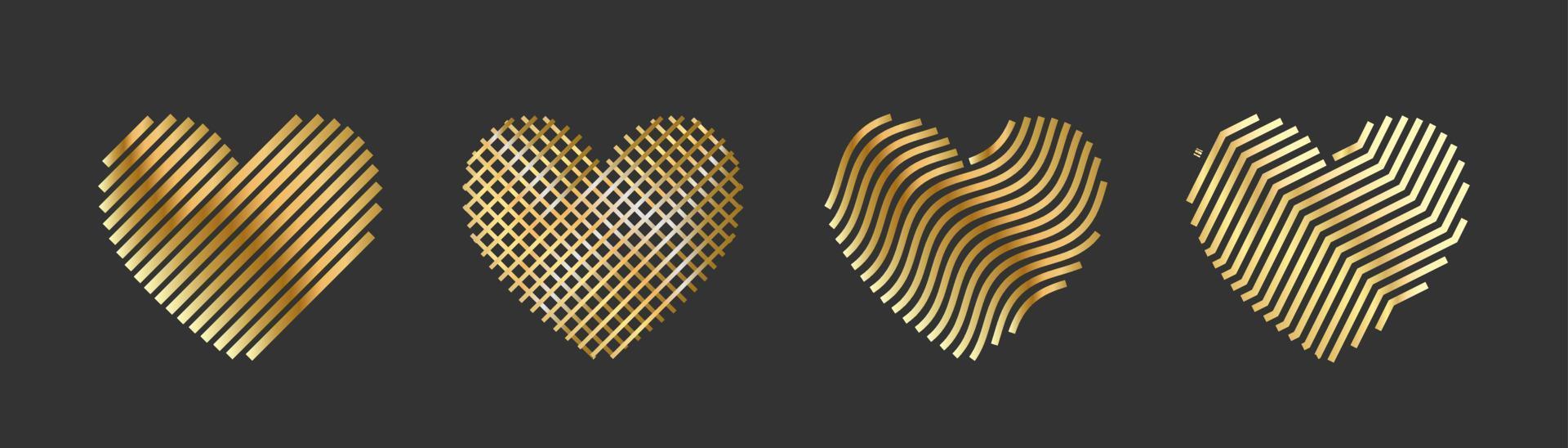 icônes de coeur d'or. symbole de l'amour parfait. vecteur