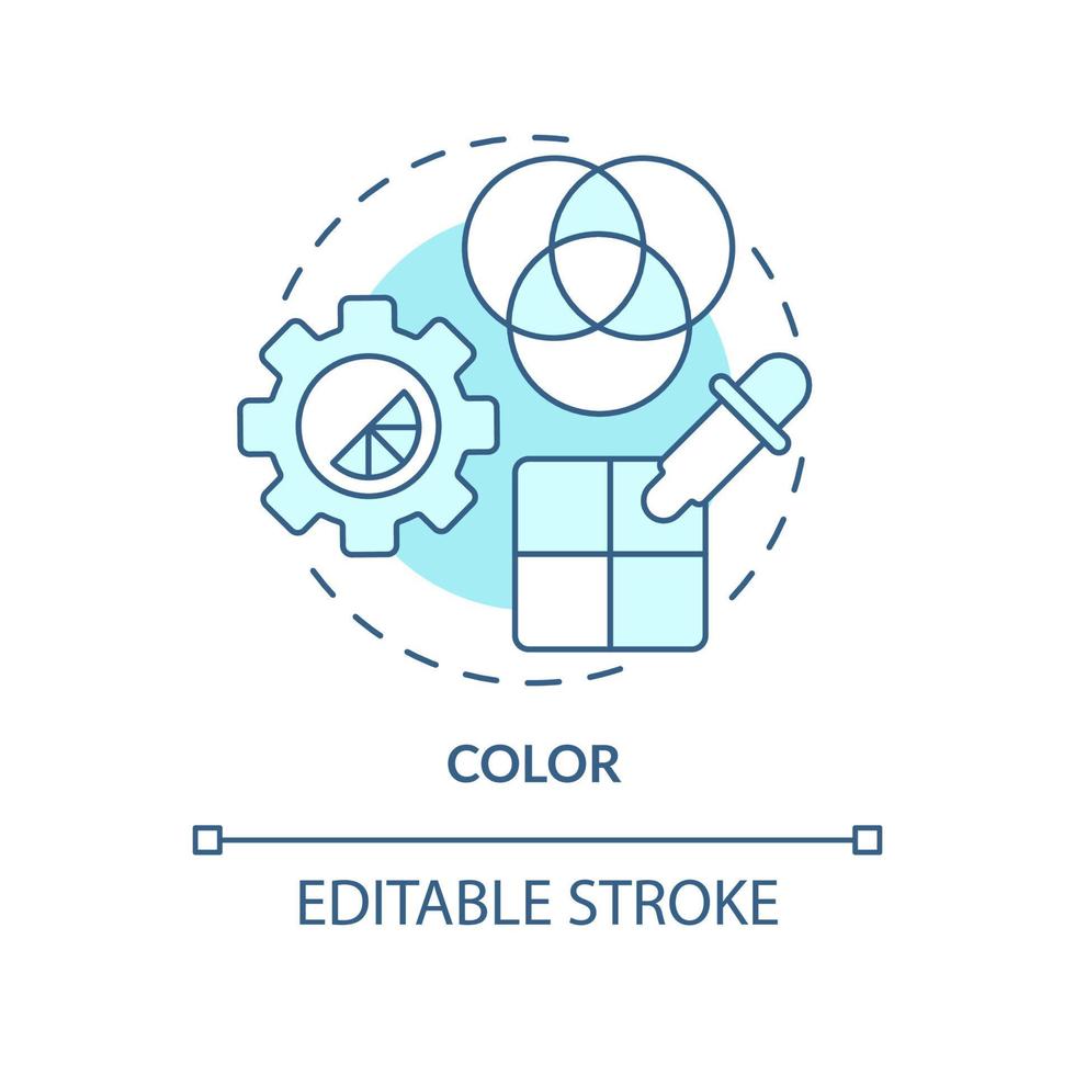 icône de concept de couleur turquoise. style de contenu visuel. principes de la conception graphique idée abstraite illustration de la ligne mince. dessin de contour isolé. trait modifiable. arial, myriade de polices pro-gras utilisées vecteur