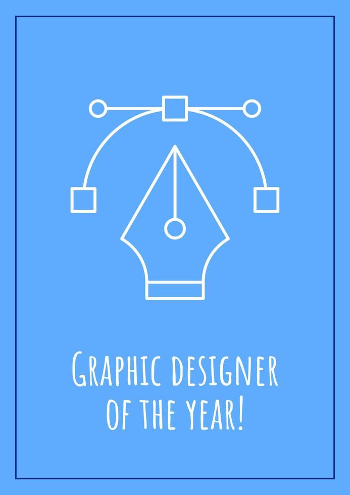meilleur graphiste de la carte postale de l'année avec icône de glyphe linéaire. carte de voeux avec dessin vectoriel décoratif. affiche de style simple avec illustration lineart créative. dépliant avec souhait de vacances